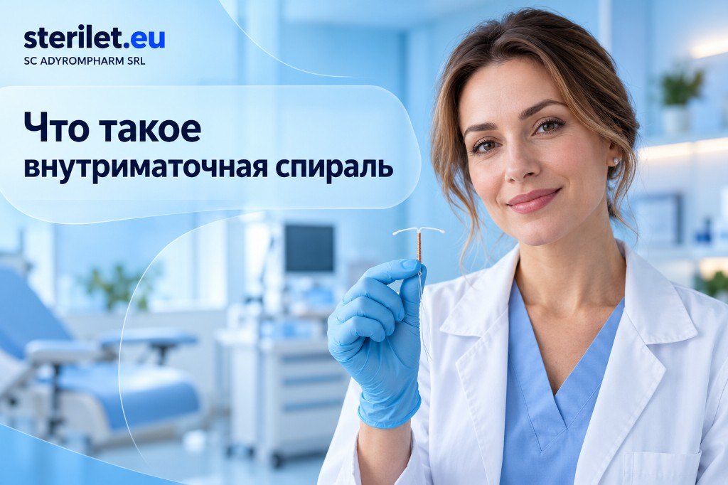 Врач в клинике держит медьсодержащую внутриматочную спираль. Иллюстрация к статье о том, что такое внутриматочная спираль.