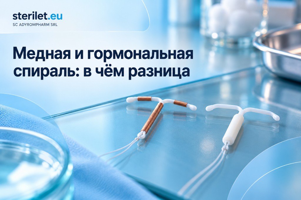 Медная спираль и гормональная внутриматочная система лежат рядом на стекле. Иллюстрация к статье о разнице между ними.