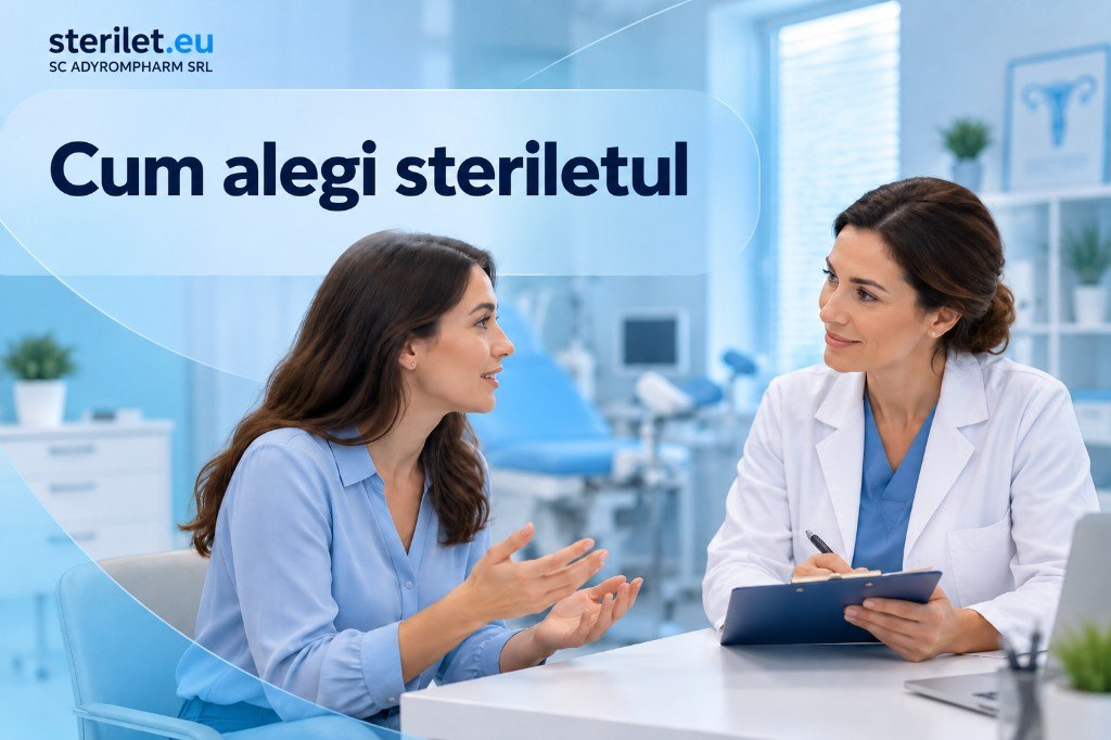O pacientă discută cu medicul, la consultație, alegerea steriletului.