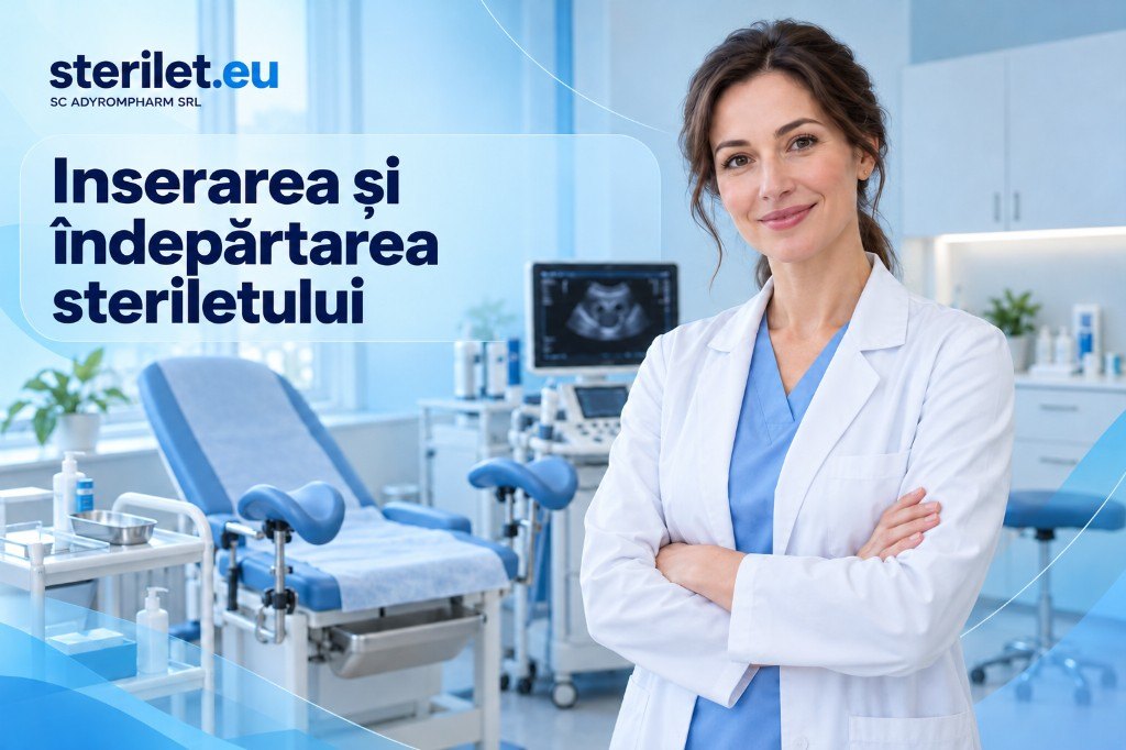 Un medic în cabinetul de ginecologie. Ilustrație pentru articolul despre inserarea și îndepărtarea steriletului.