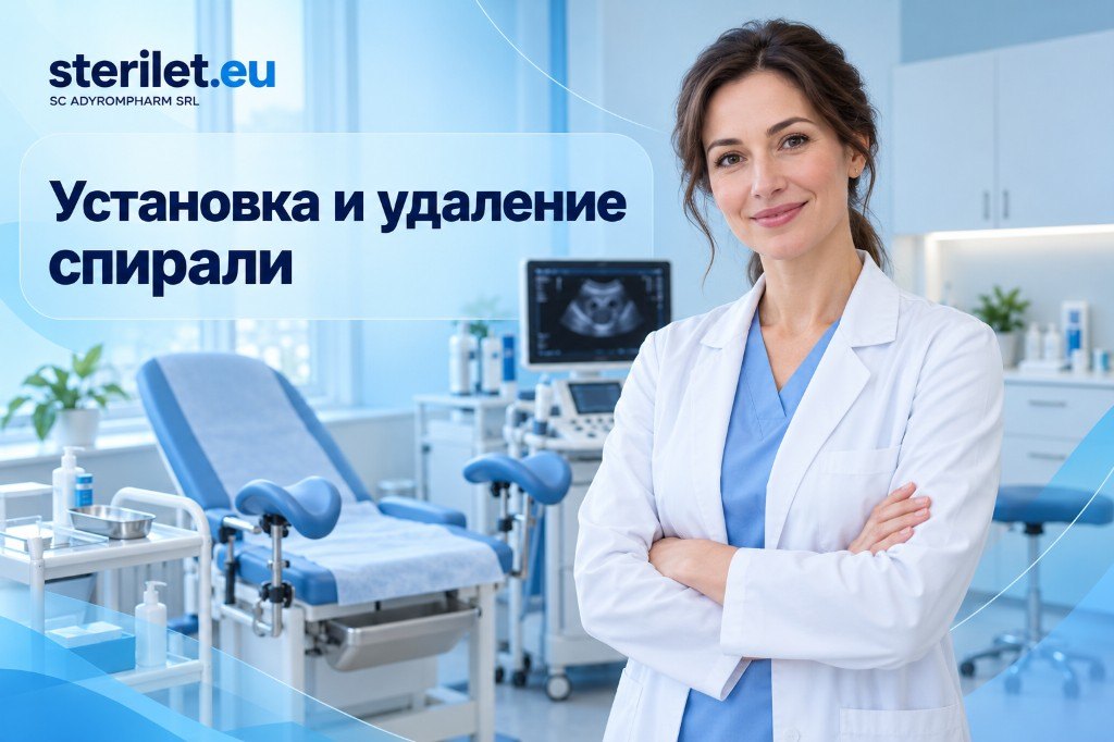 Врач в гинекологическом кабинете. Иллюстрация к статье об установке и удалении спирали.